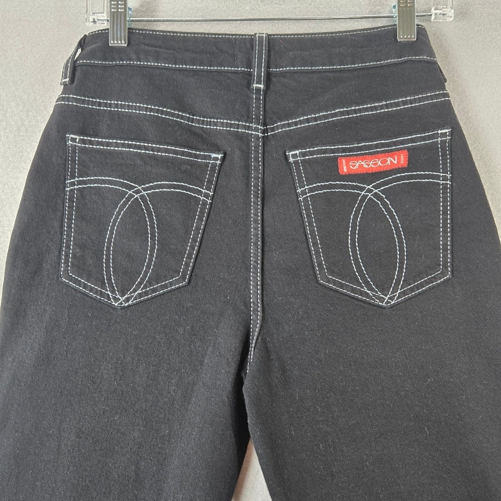 Johnny Was Sasson Straight Leg Jeans Black White Contrast Stitch High Rise 26 - Picture 10 of 13